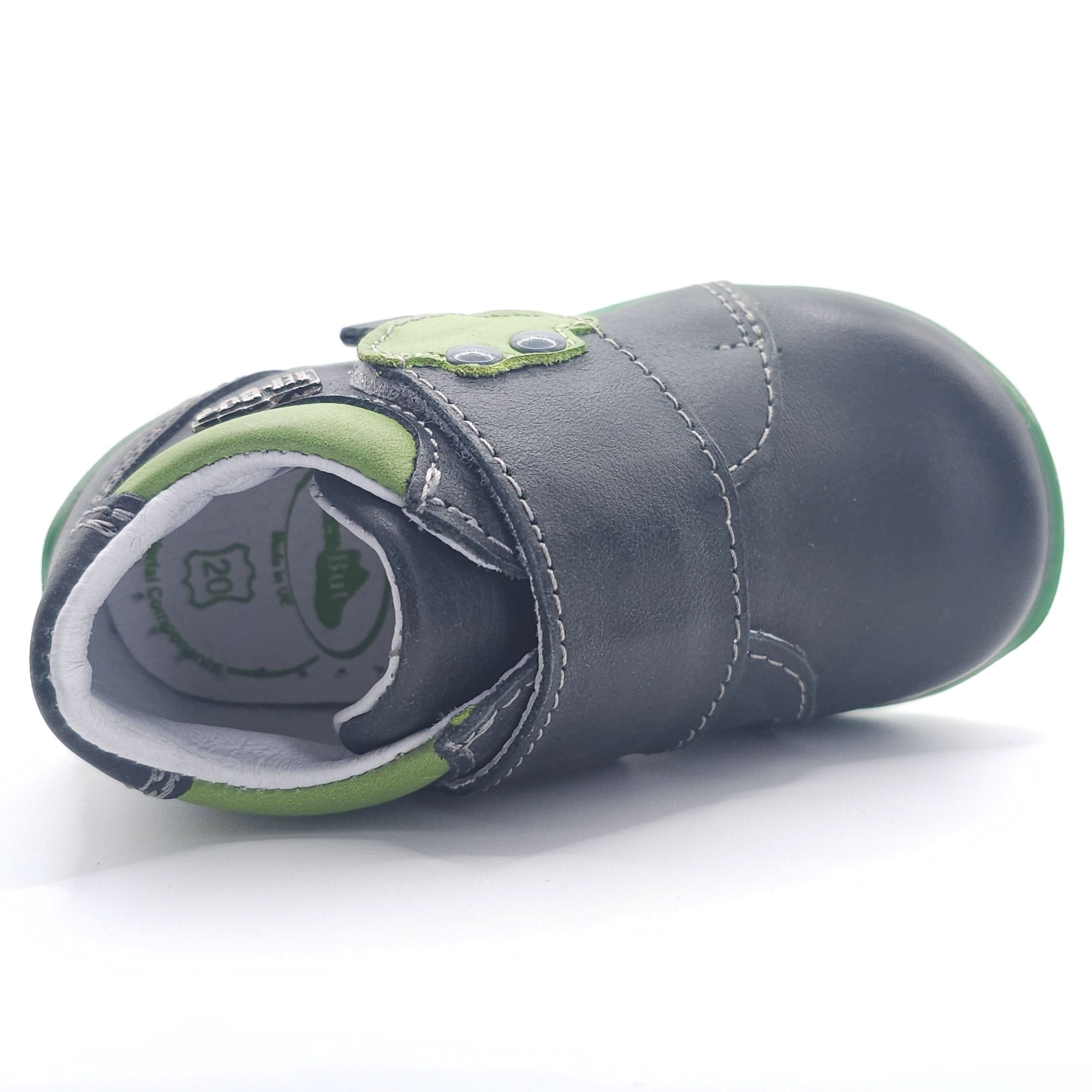 Boys Velcro Shoe In Dark Gray and Green - Cover Baby LLC