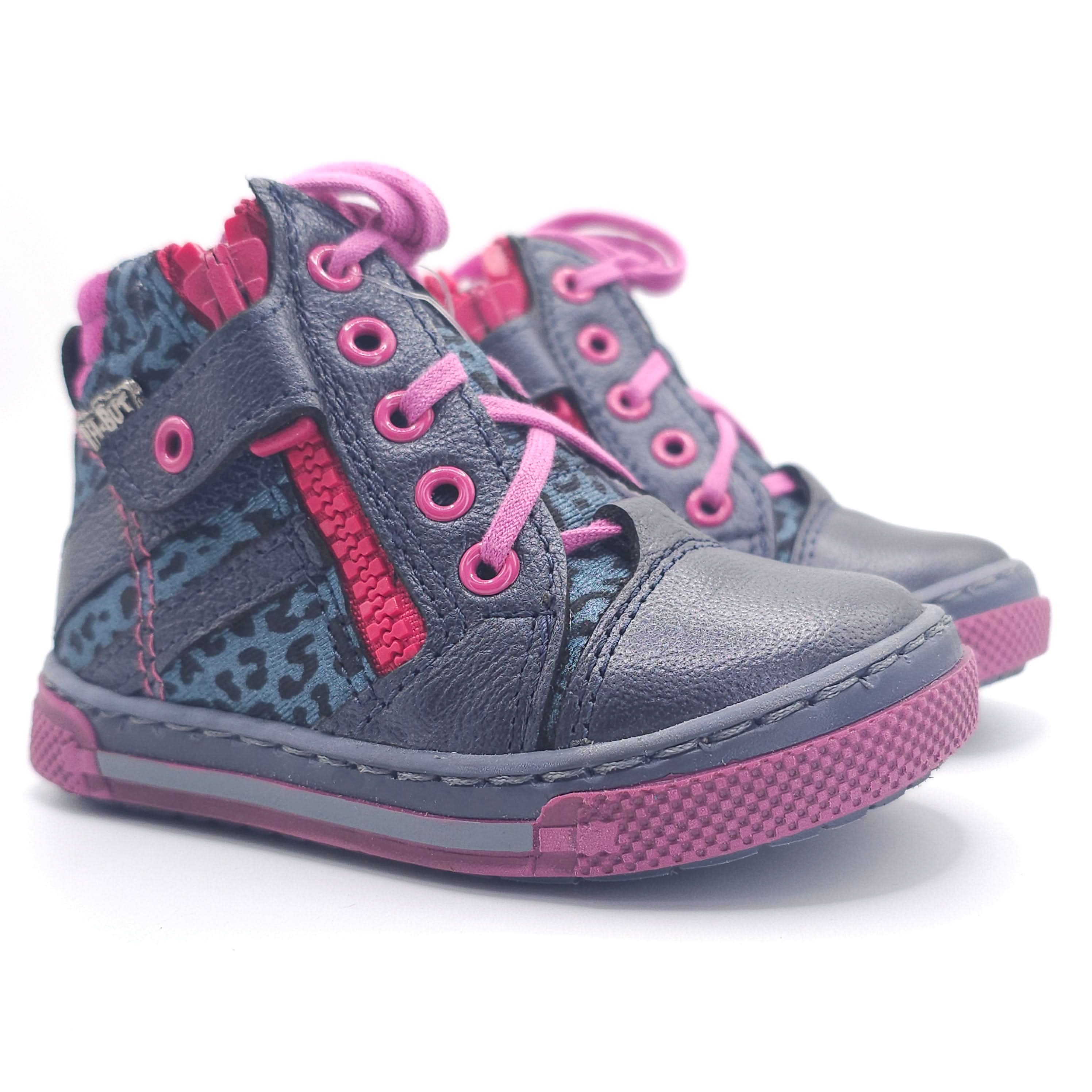 Girls High Zip Shoe In Navy and Pink - Cover Baby LLC
