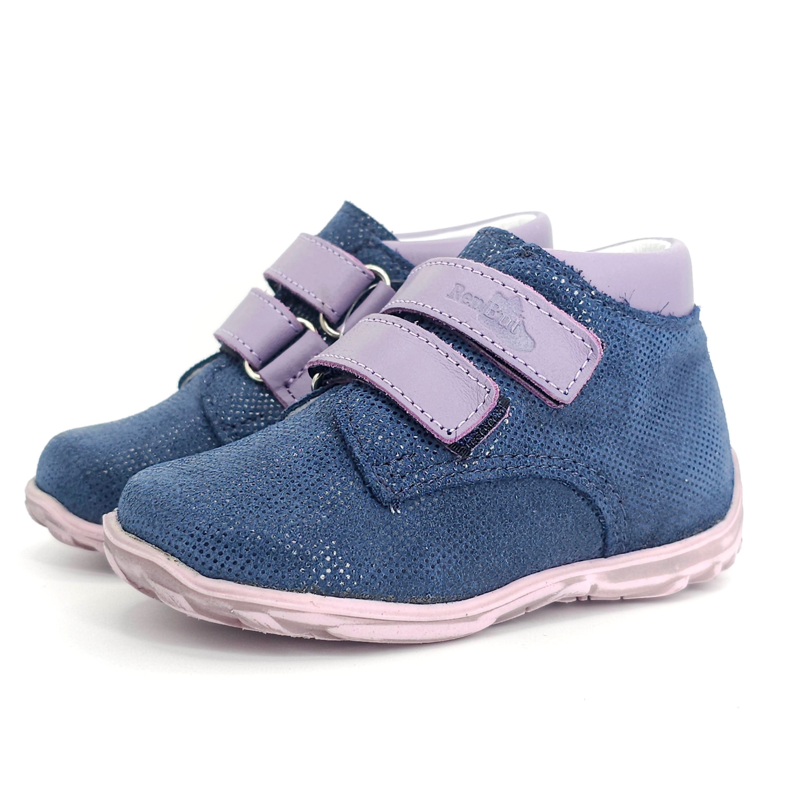Girls Double Velcro Shoe In Navy and Purple - Cover Baby LLC