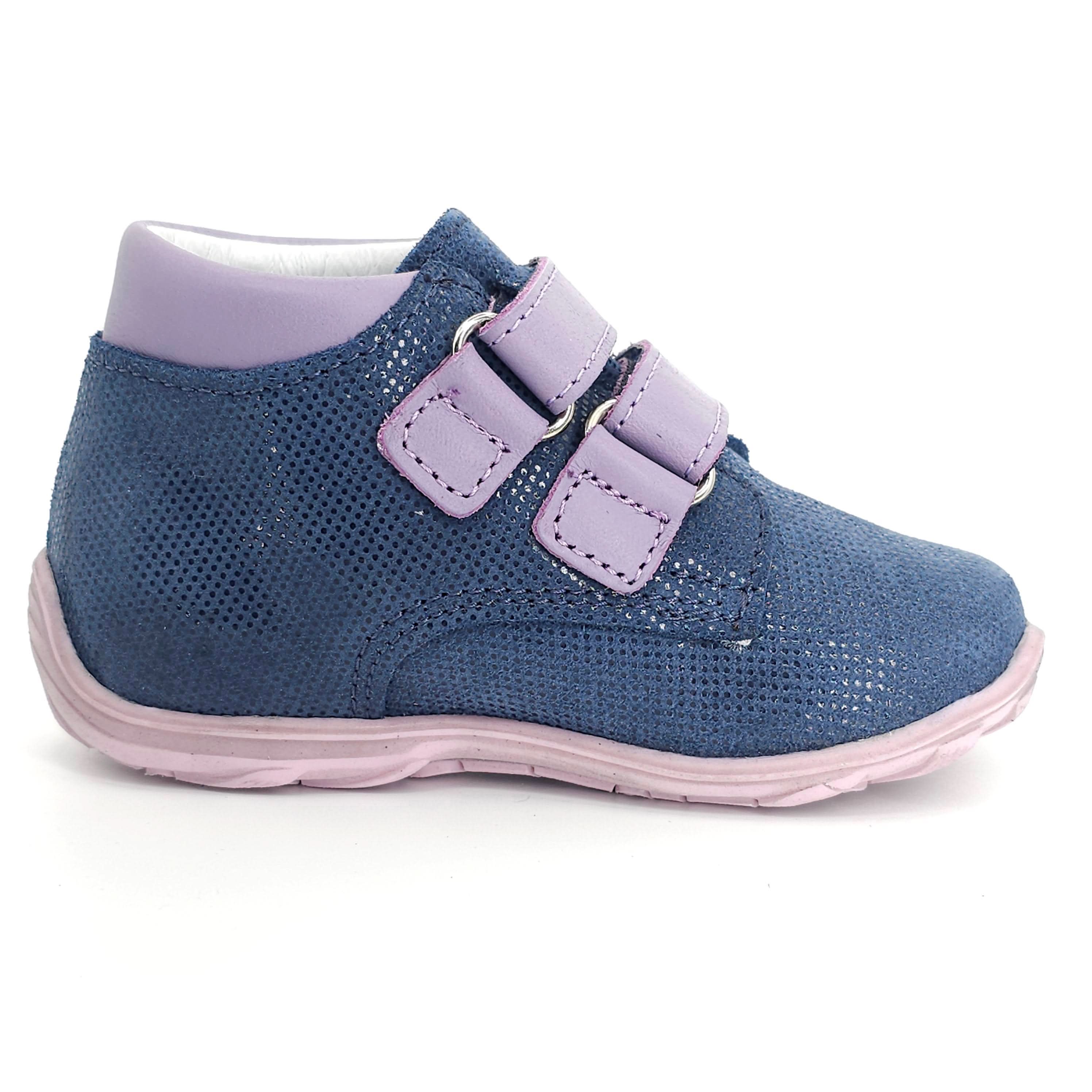 Girls Double Velcro Shoe In Navy and Purple - Cover Baby LLC