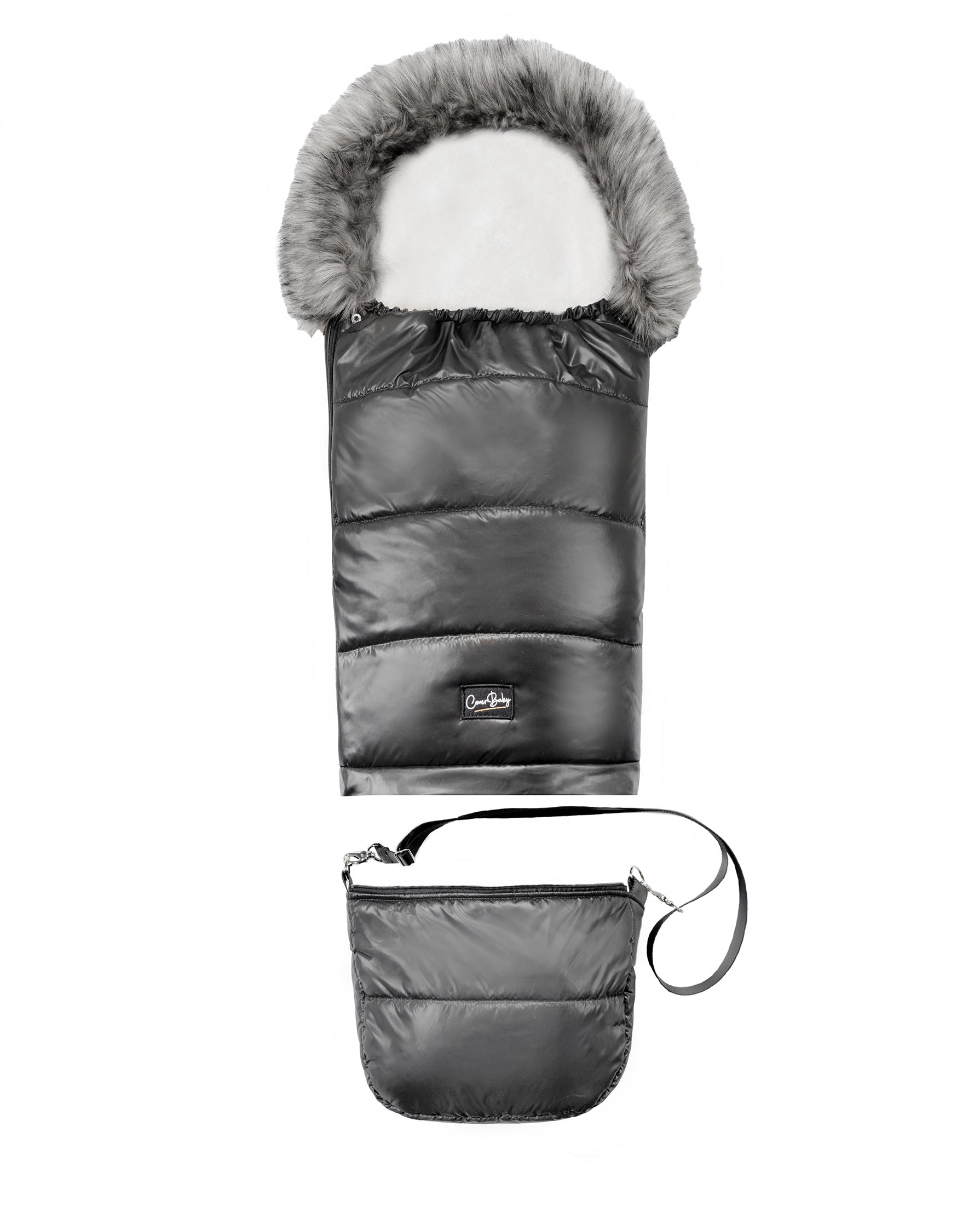 Pastel Black Organic Premium Gray Wool Adjustable Footmuff - Cover Baby LLC