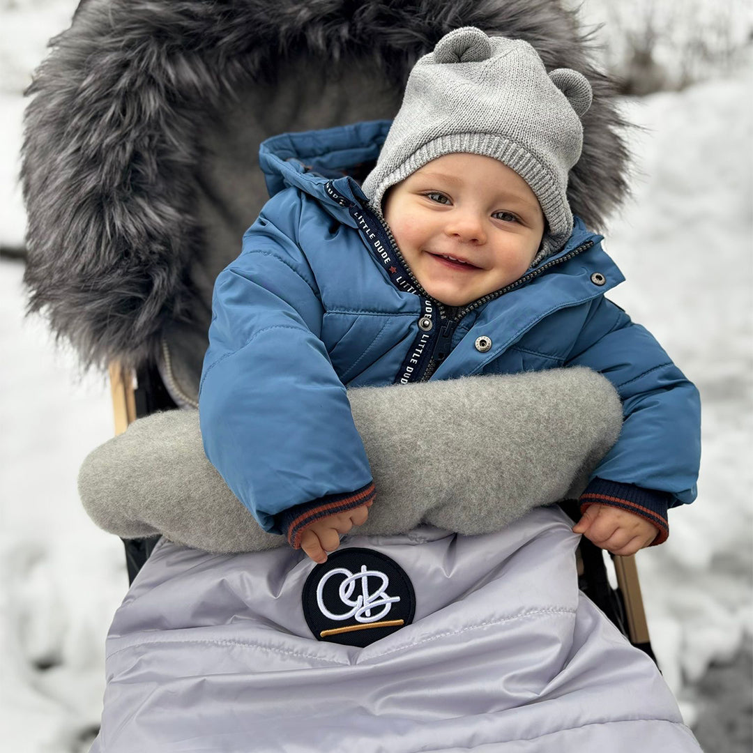 Pastel Gray Organic Premium Beige Wool Adjustable Footmuff - Cover Baby LLC