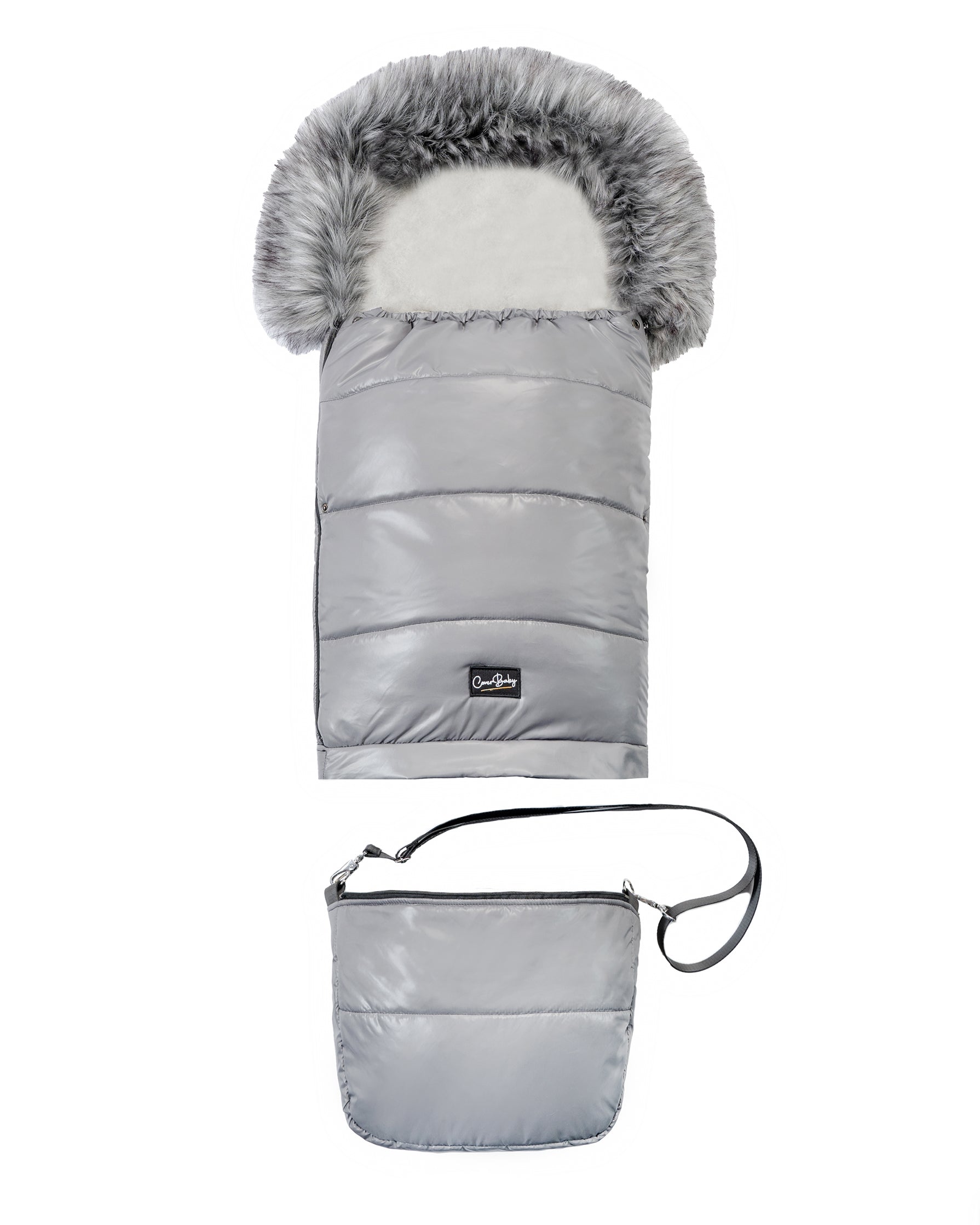 Pastel Dark Gray Organic Premium Wool Adjustable Footmuff - Cover Baby LLC