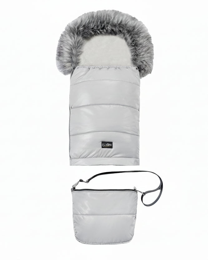 Pastel Gray Organic Premium Gray Wool Adjustable Footmuff - Cover Baby LLC