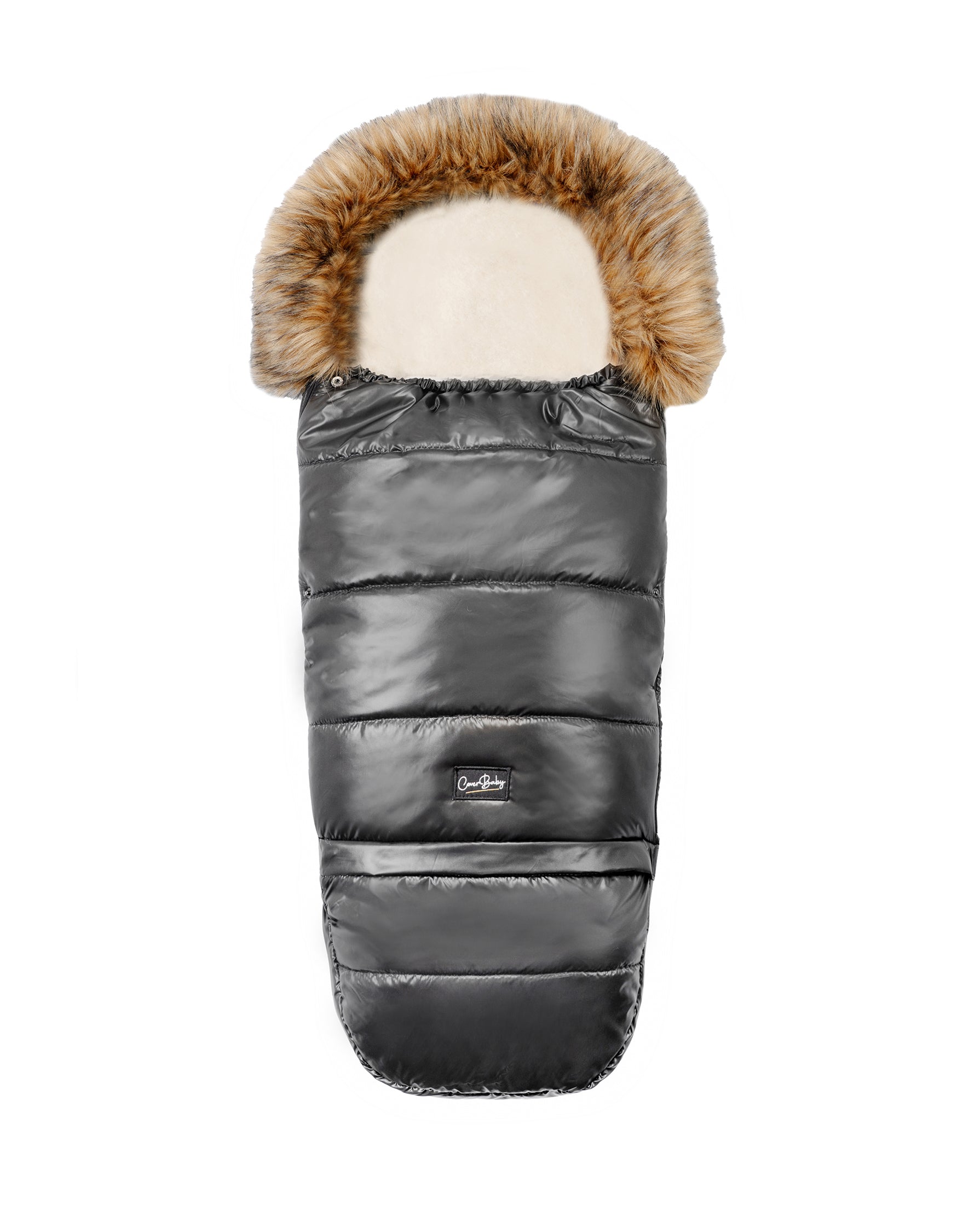 Pastel Black Organic Premium Beige Wool Adjustable Footmuff - Cover Baby LLC