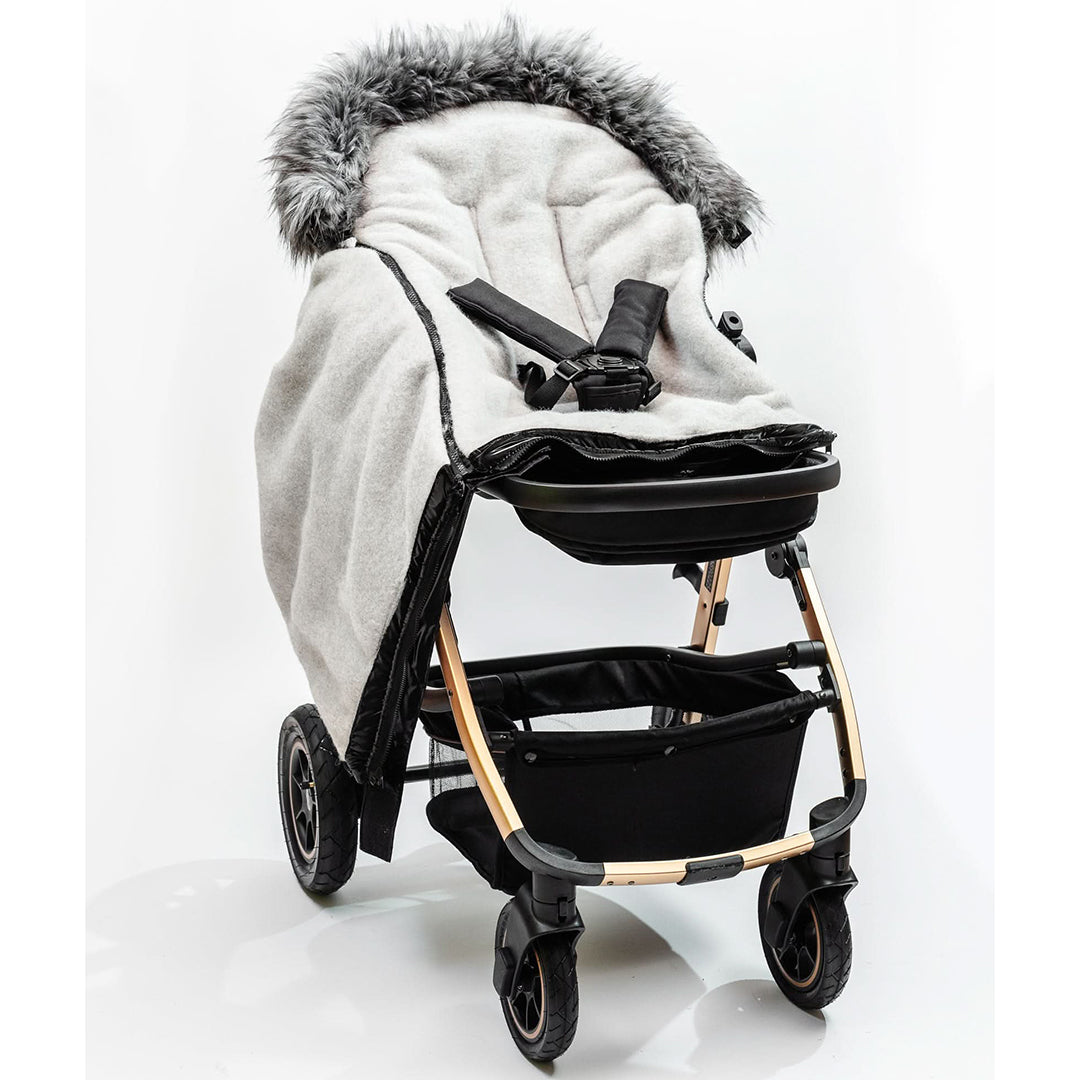 Satin Black Organic Premium Wool Adjustable Footmuff - Cover Baby LLC