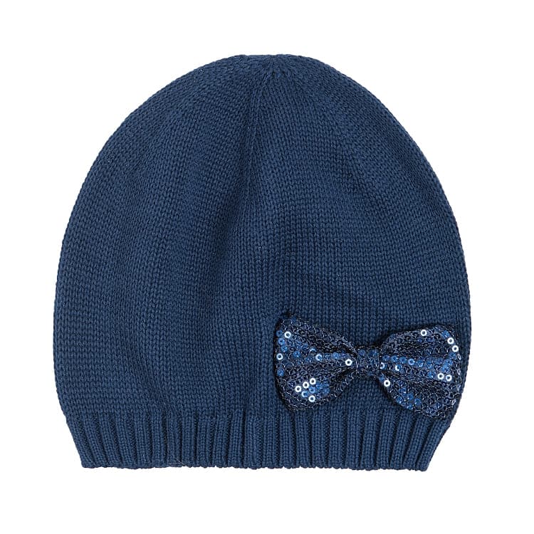 Girls Hat Navy Knit Bowtie - Cover Baby LLC