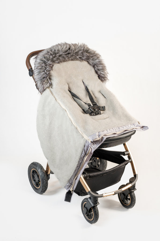 Pastel Gray Organic Premium Gray Wool Adjustable Footmuff - Cover Baby LLC