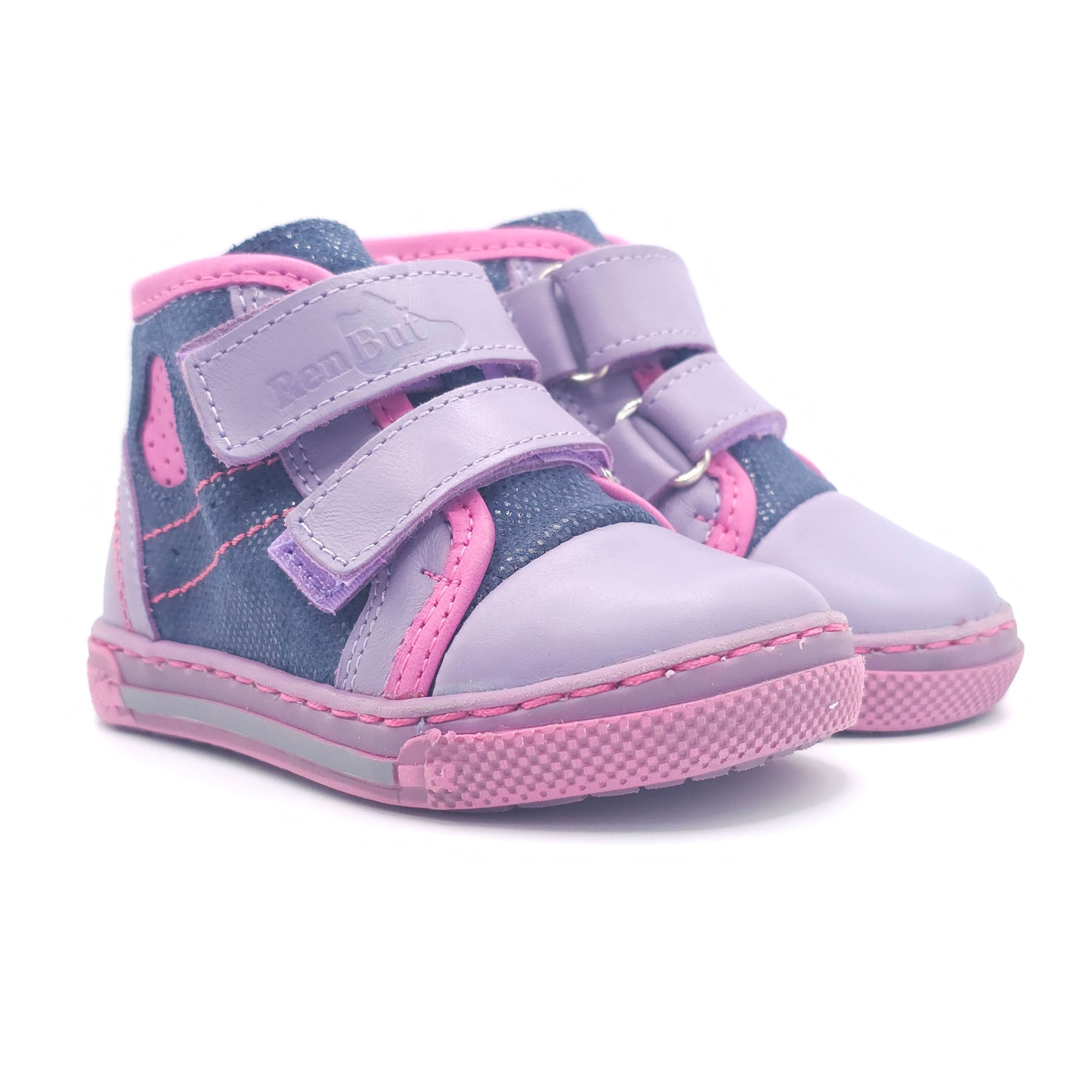 Girls Double Velcro Shoe In Purple