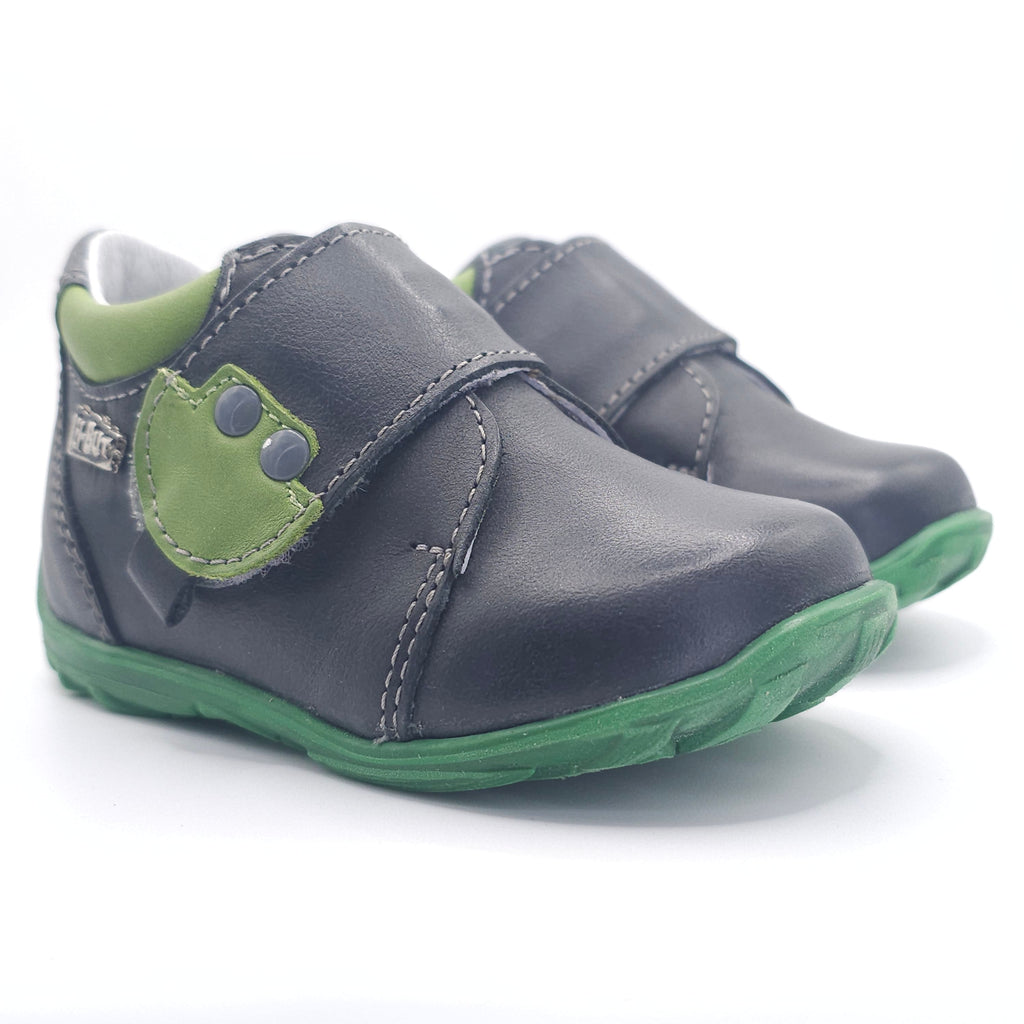 Boys Velcro Shoe In Dark Gray and Green - Cover Baby LLC