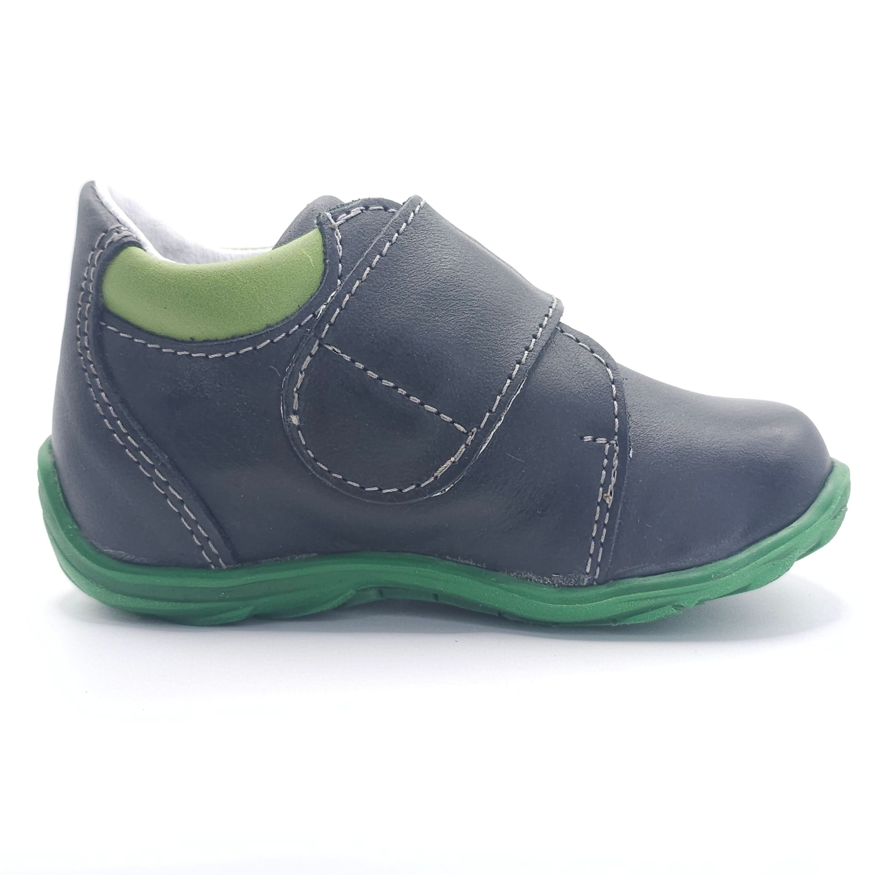 Boys Velcro Shoe In Dark Gray and Green - Cover Baby LLC