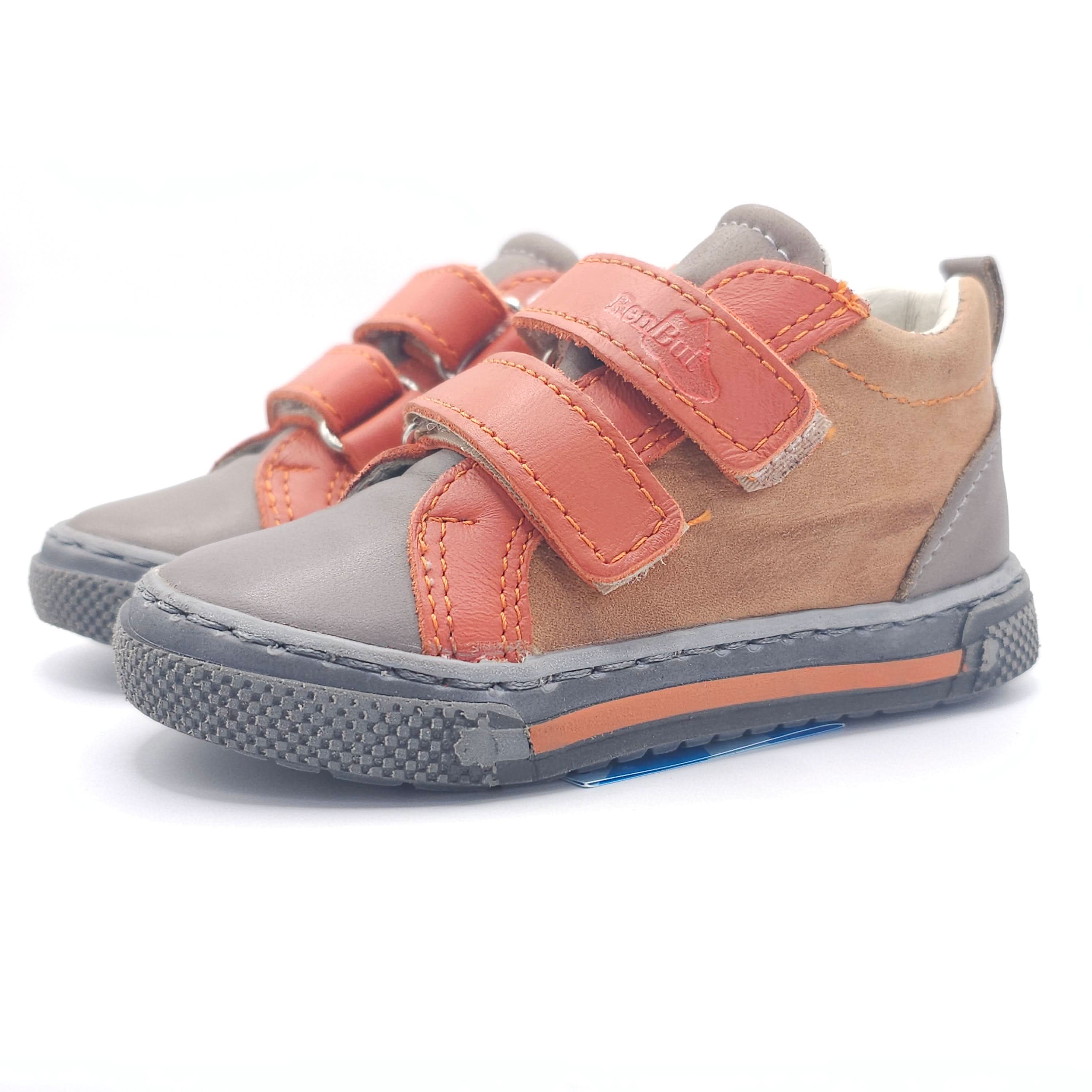 Boys Double Velcro Shoe In Orange and Brown - Cover Baby LLC