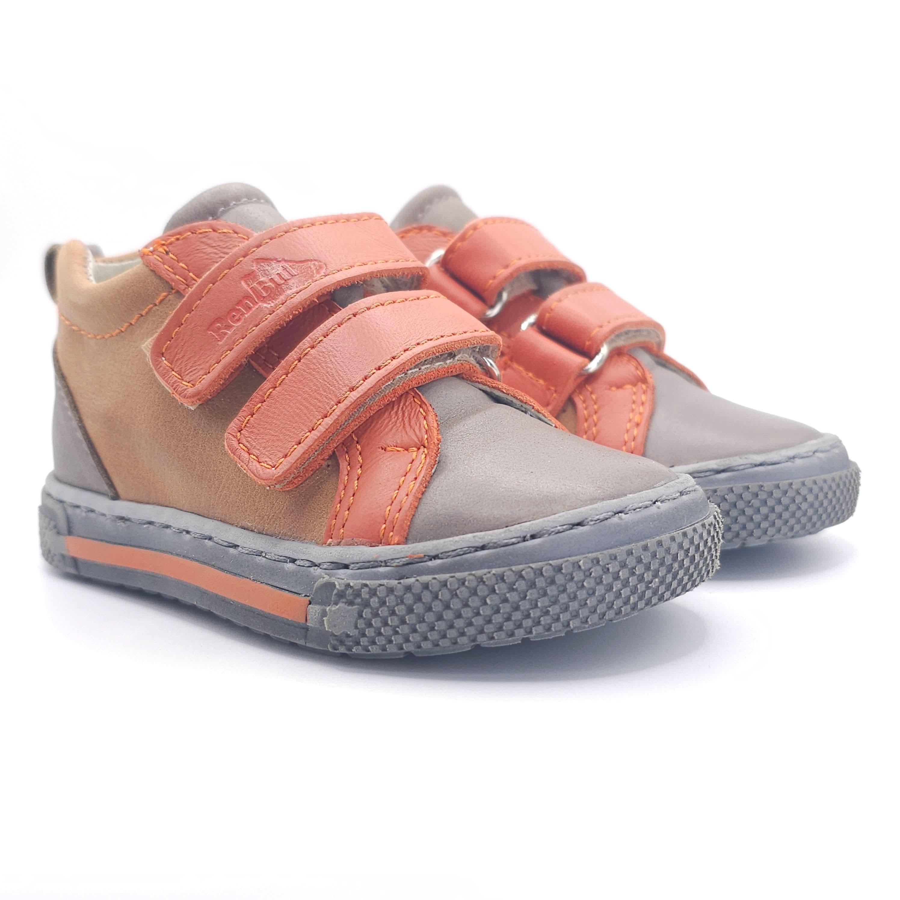 Boys Double Velcro Shoe In Orange and Brown - Cover Baby LLC