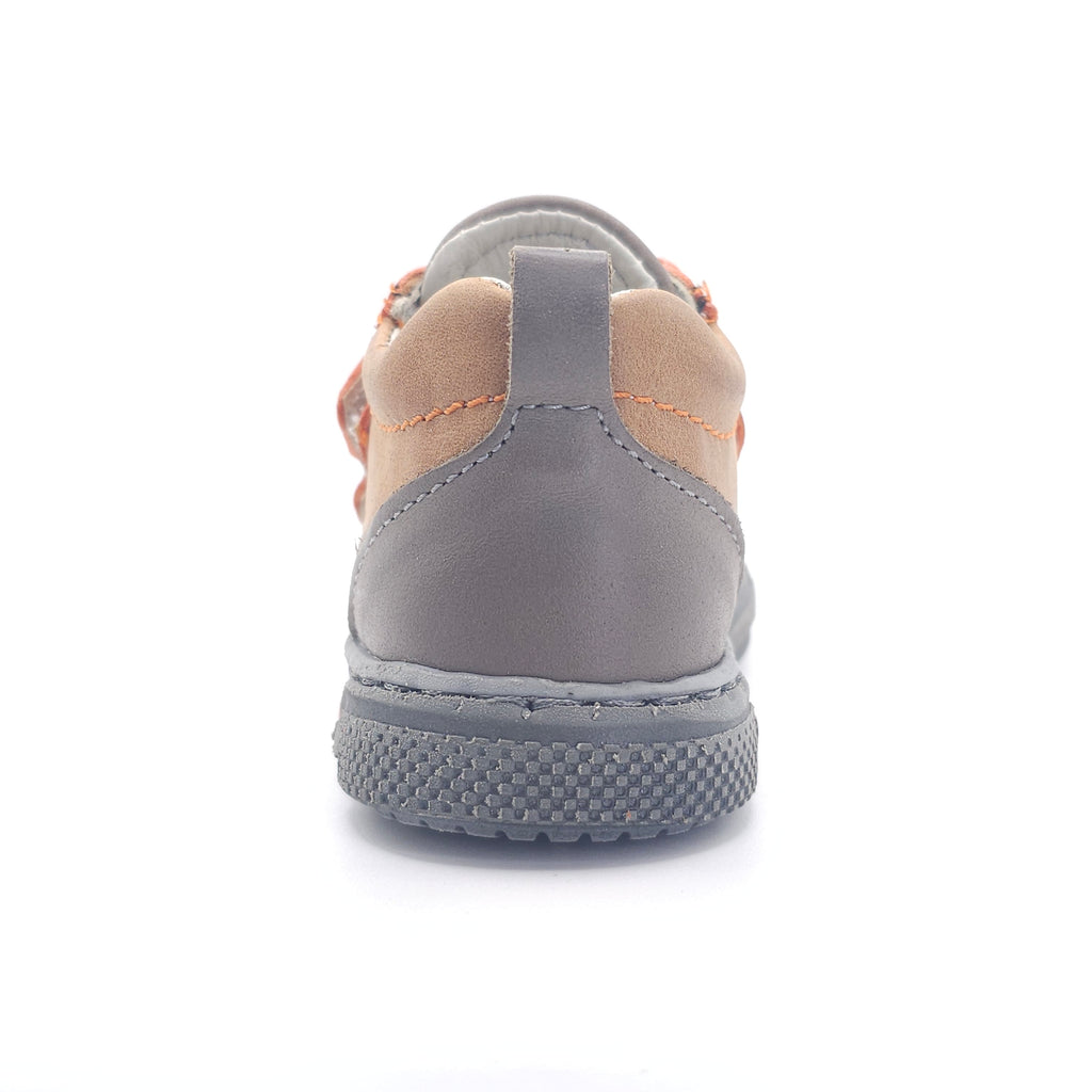 Boys Double Velcro Shoe In Orange and Brown - Cover Baby LLC