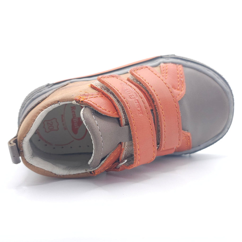 Boys Double Velcro Shoe In Orange and Brown - Cover Baby LLC