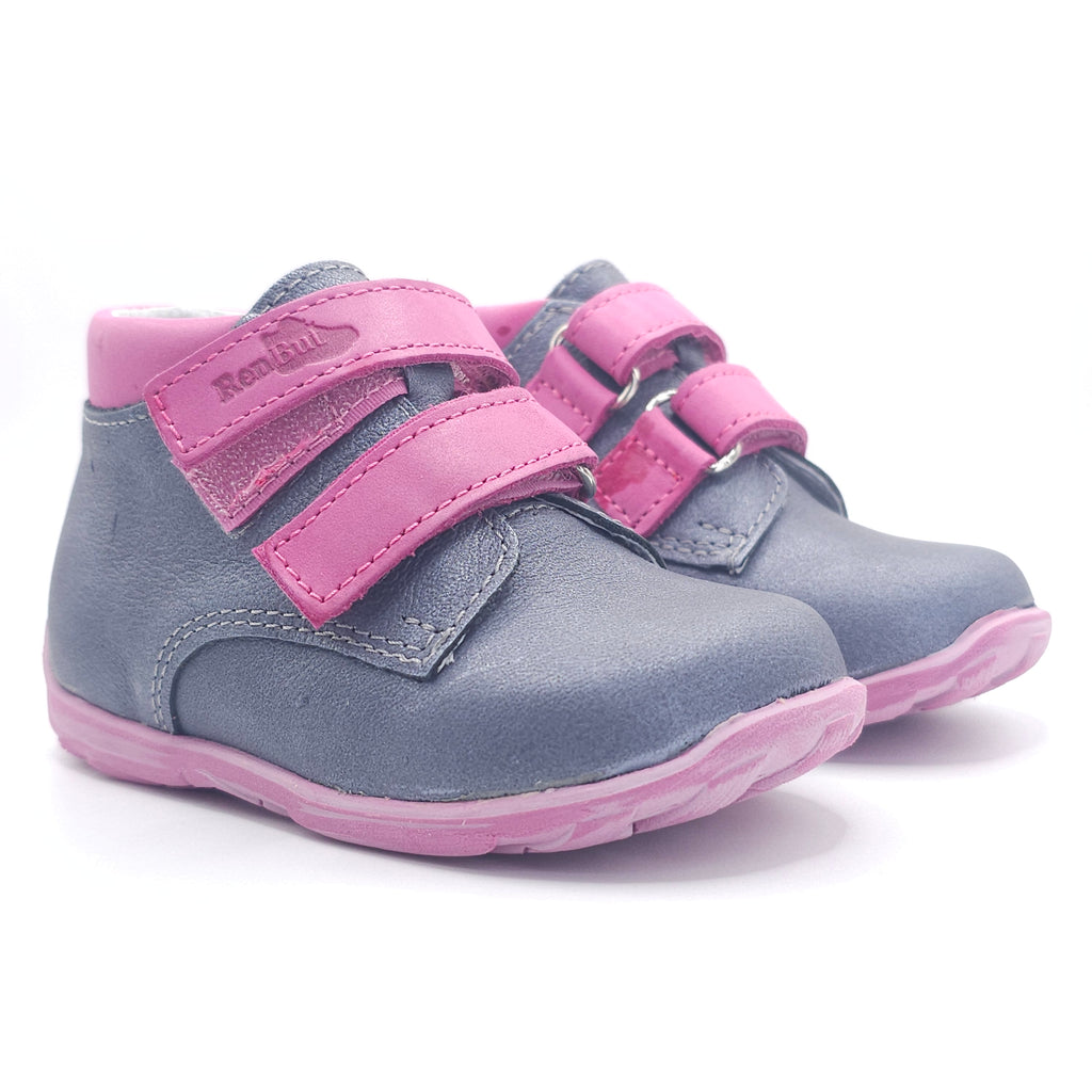 Girls Double Velcro Shoe In Ash Gray - Cover Baby LLC