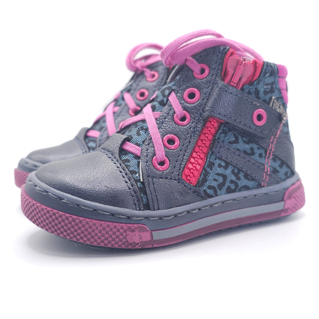 Girls High Zip Shoe In Navy and Pink - Cover Baby LLC
