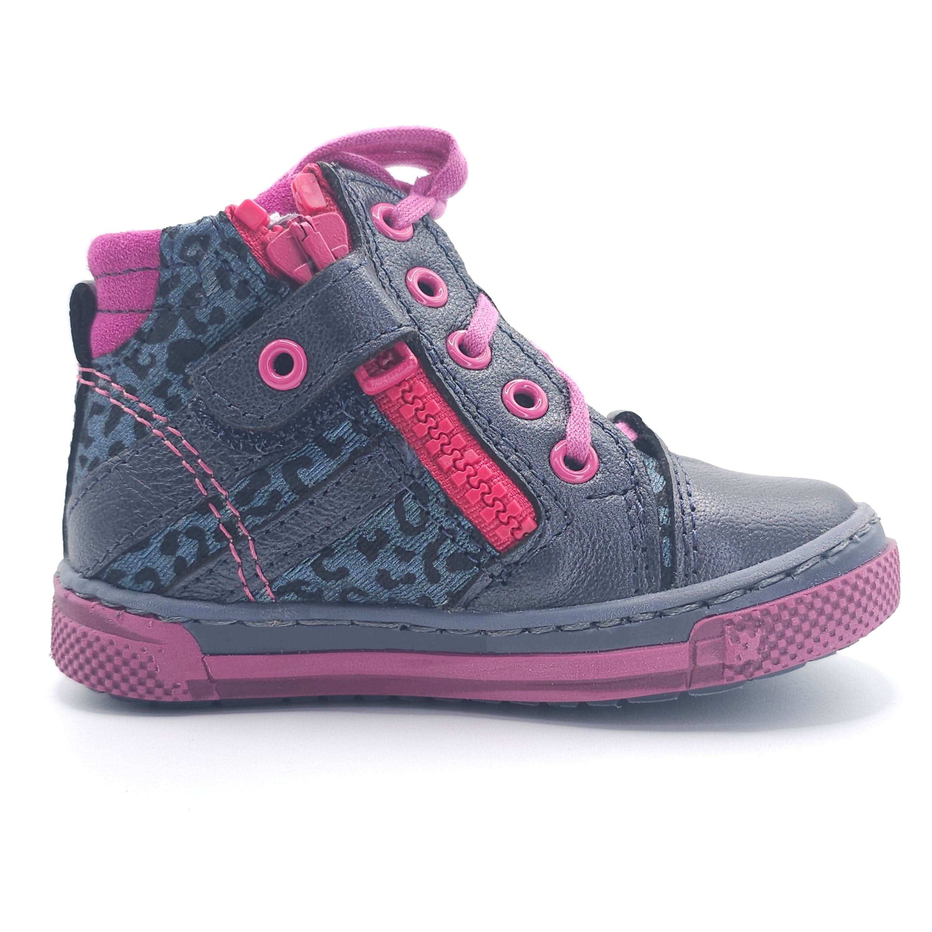 Girls High Zip Shoe In Navy and Pink - Cover Baby LLC
