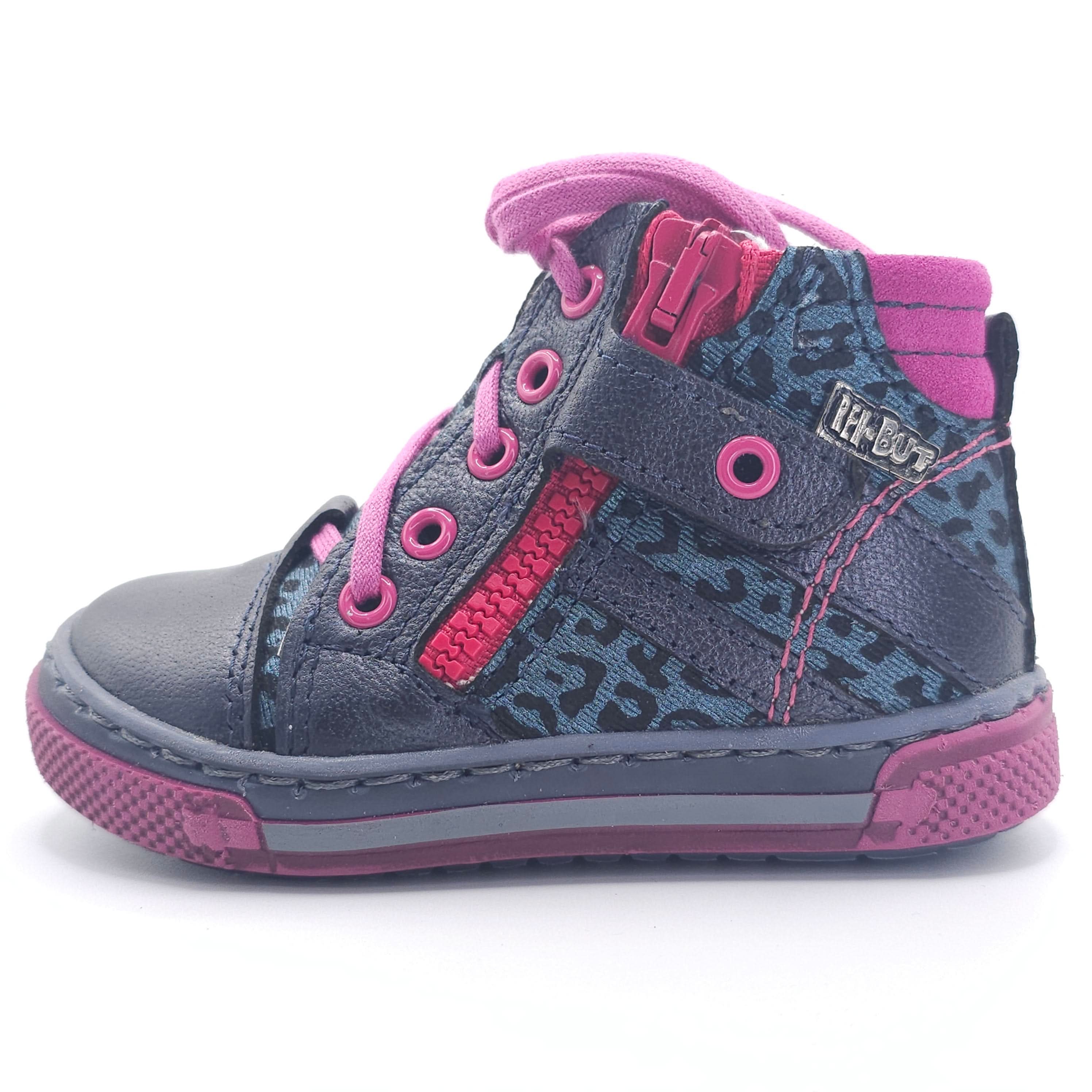 Girls High Zip Shoe In Navy and Pink - Cover Baby LLC