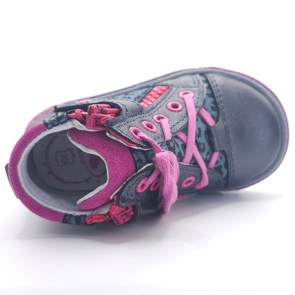 Girls High Zip Shoe In Navy and Pink - Cover Baby LLC