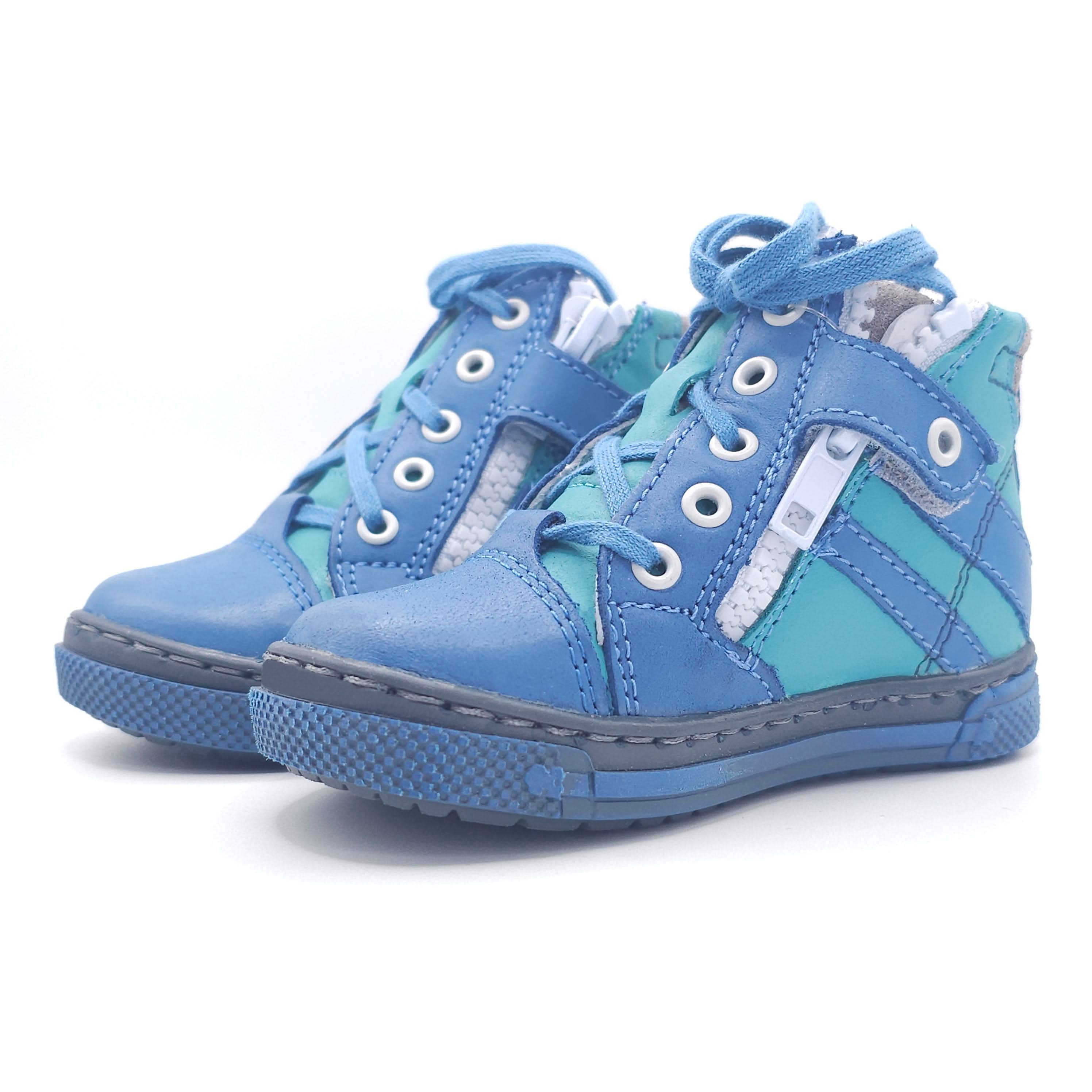 Boys High Zip Shoe In Blue - Cover Baby LLC