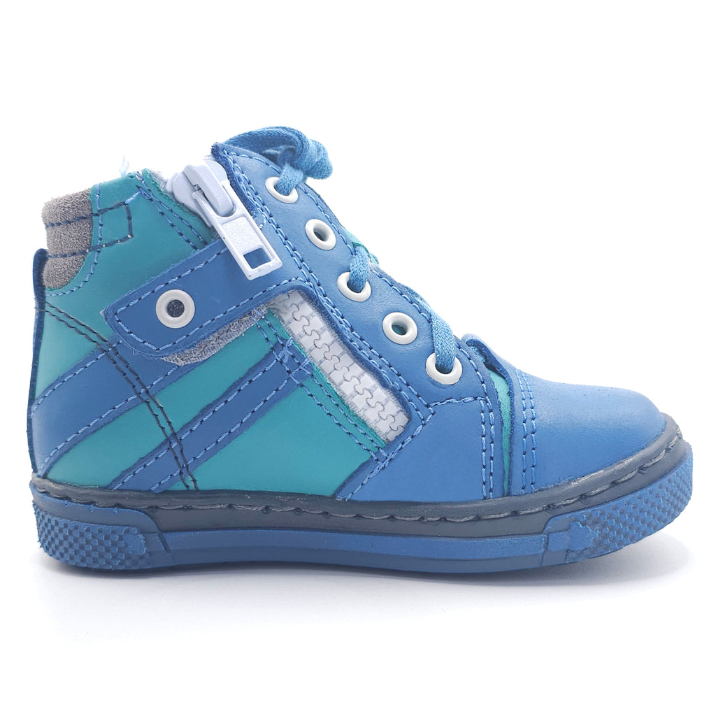 Boys High Zip Shoe In Blue - Cover Baby LLC