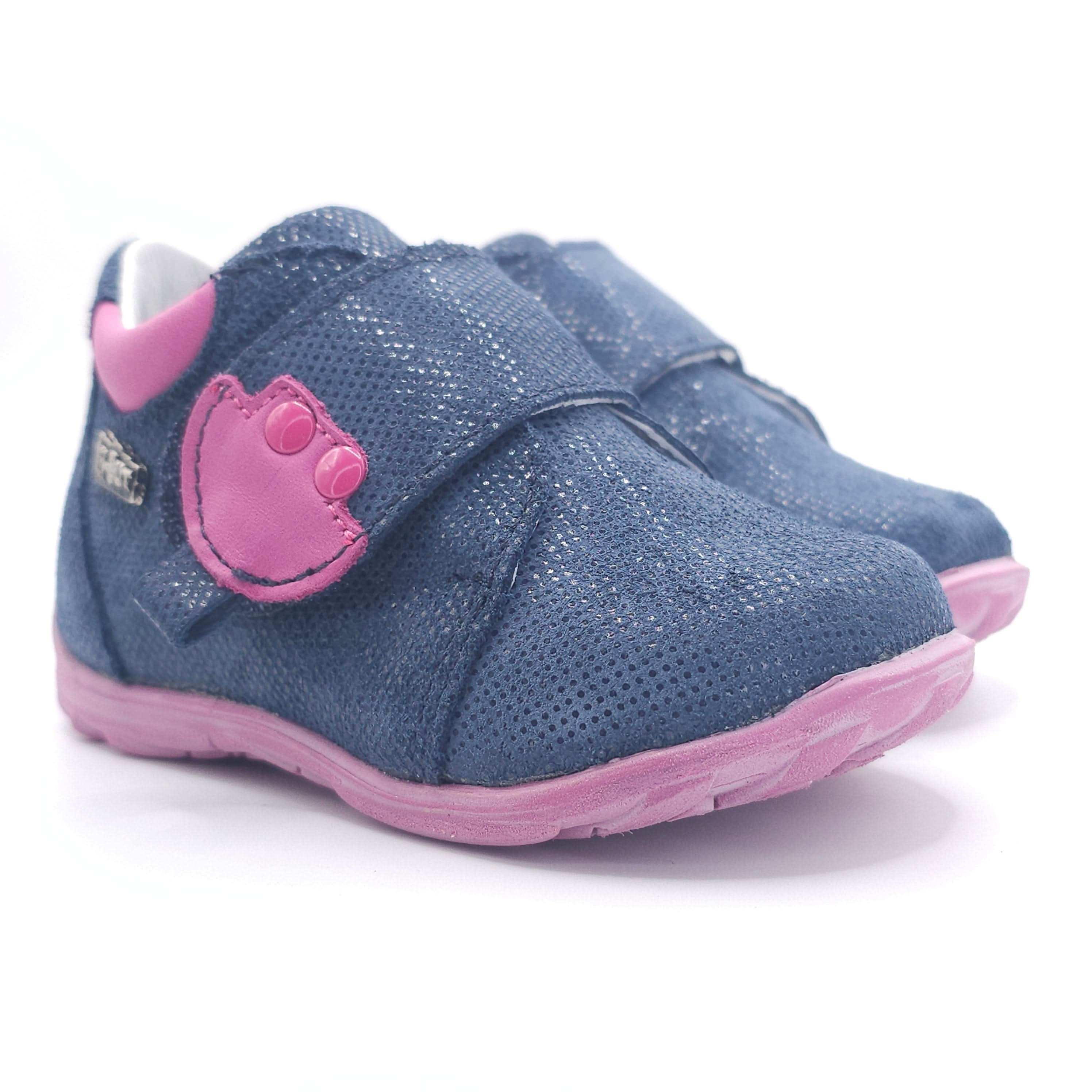 Girls Velcro Shoe In Navy and Pink - Cover Baby LLC