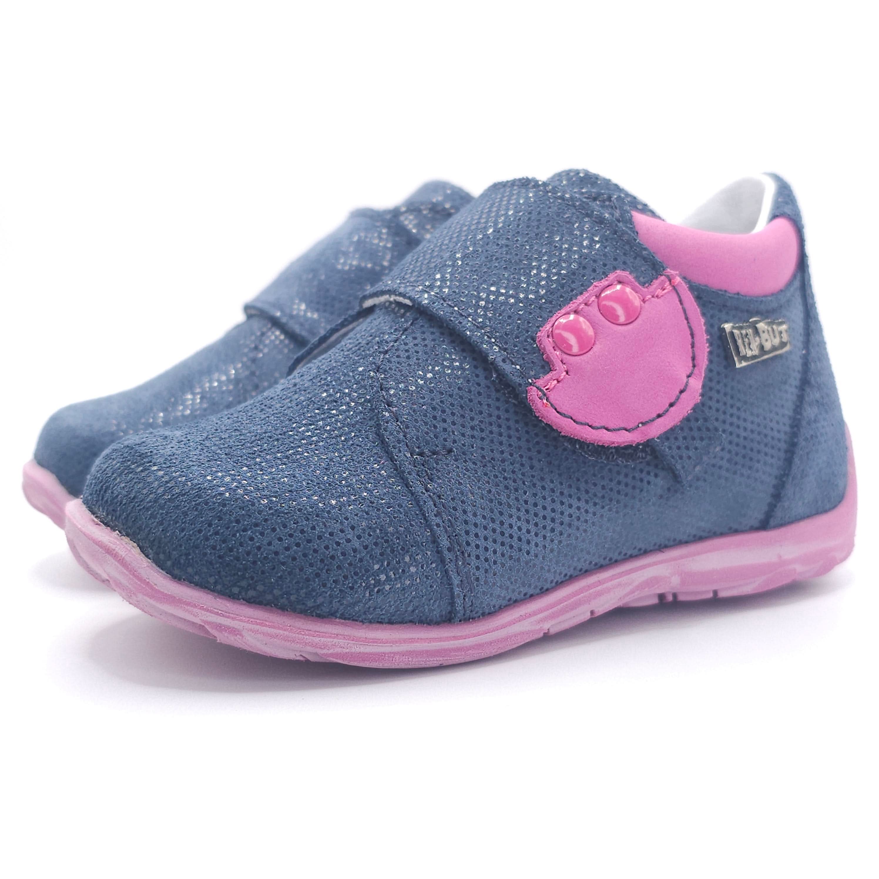 Girls Velcro Shoe In Navy and Pink - Cover Baby LLC