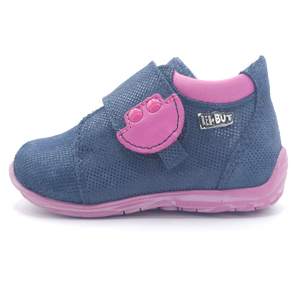 Girls Velcro Shoe In Navy and Pink - Cover Baby LLC