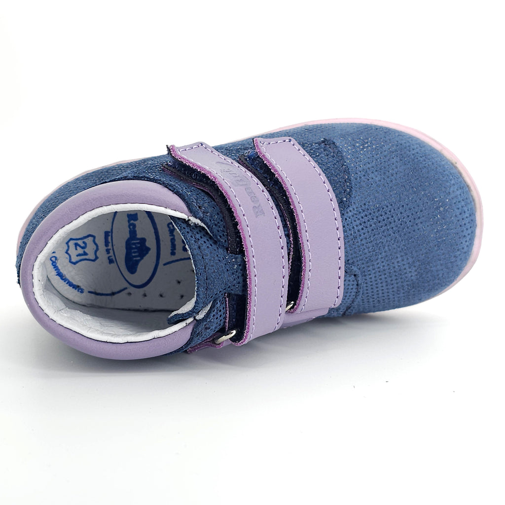 Girls Double Velcro Shoe In Navy and Purple - Cover Baby LLC