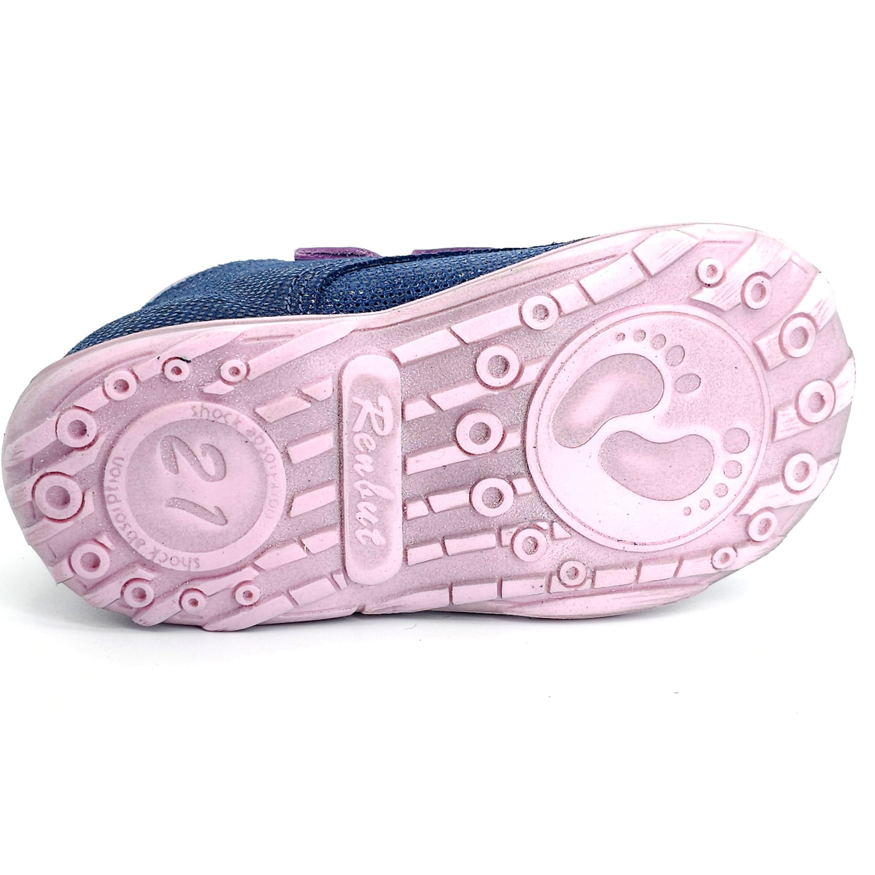Girls Double Velcro Shoe In Navy and Purple - Cover Baby LLC