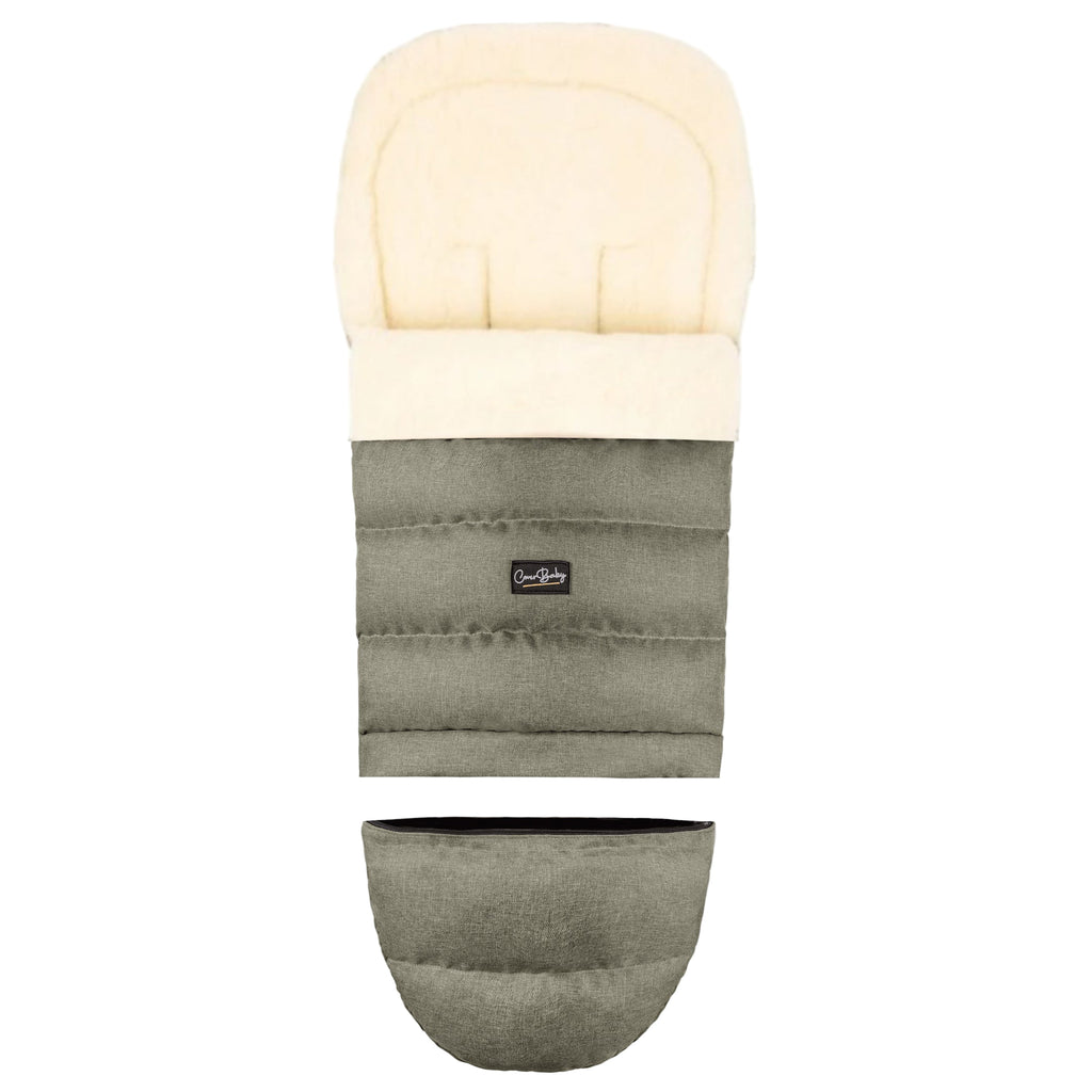 Arctic Olive Premium Wool Adjustable Footmuff - Cover Baby LLC