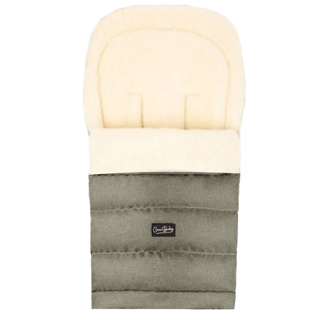 Arctic Olive Premium Wool Adjustable Footmuff - Cover Baby LLC