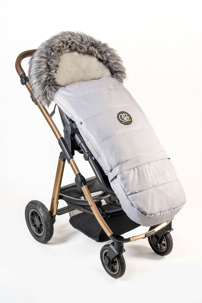 Pastel Gray Organic Premium Gray Wool Adjustable Footmuff - Cover Baby LLC