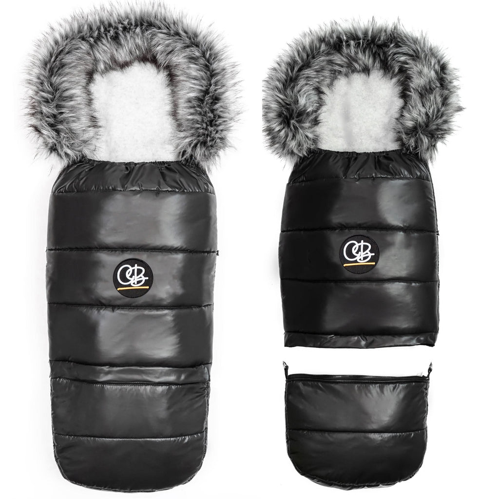 Pastel Black Organic Premium Gray Wool Adjustable Footmuff - Cover Baby LLC