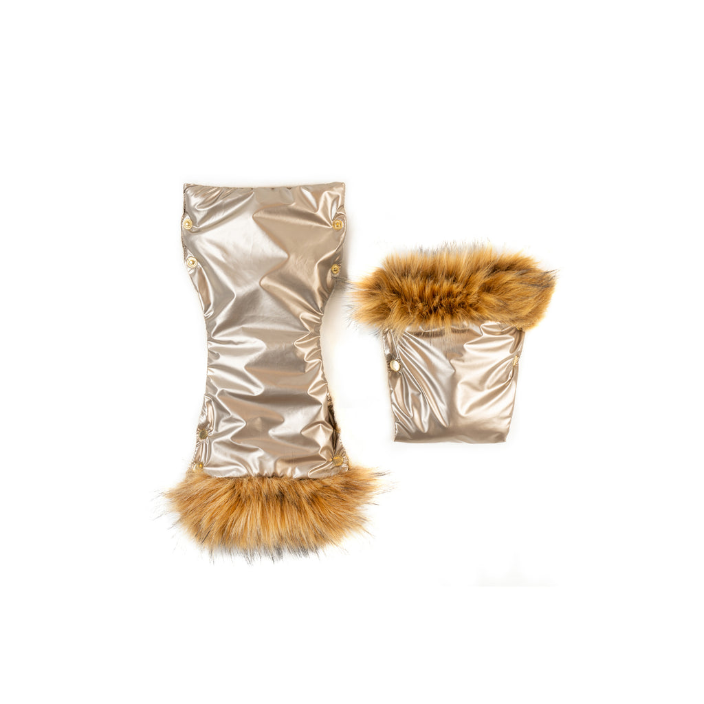 Gold Premium Handmuff Gloves With Beige Wool - Cover Baby LLC