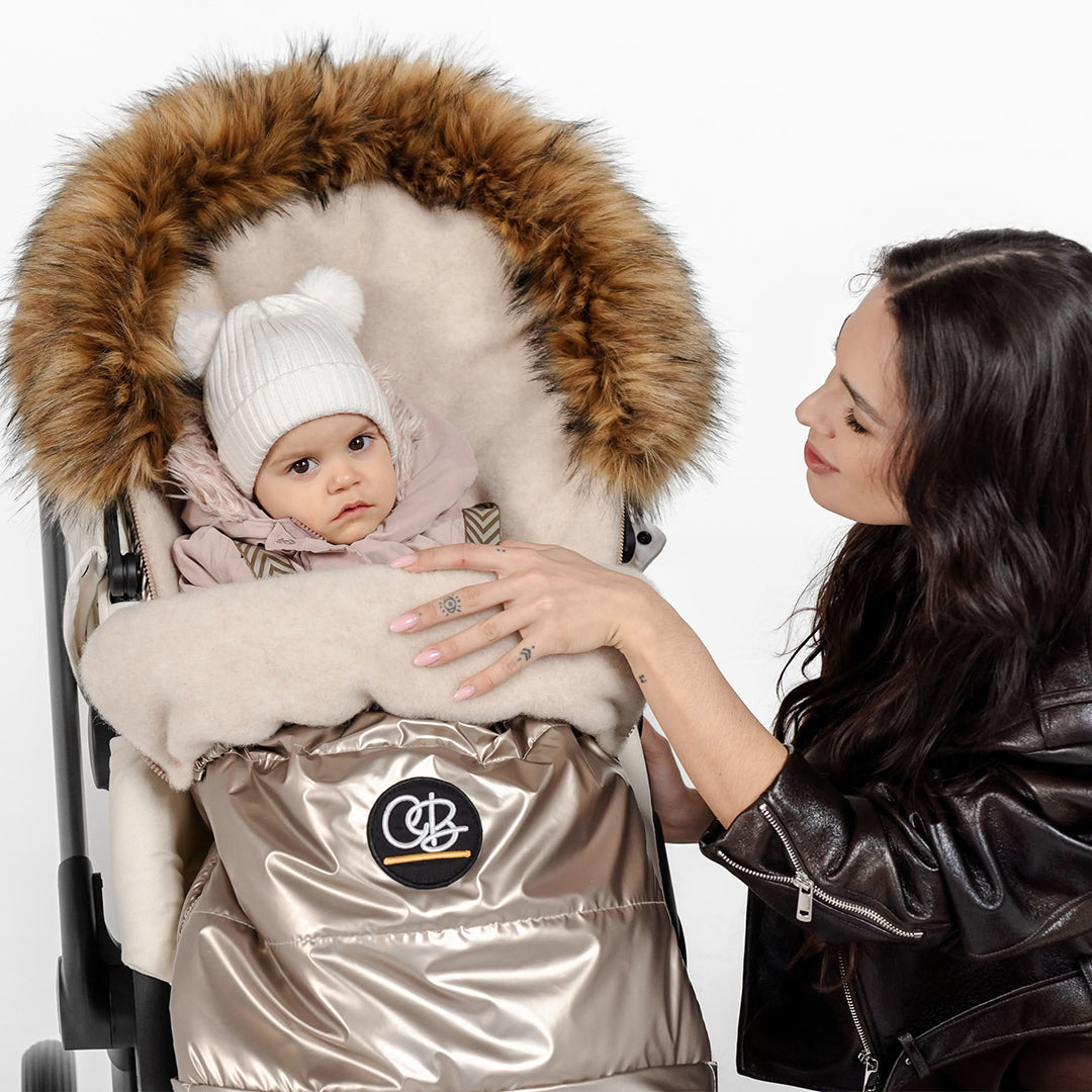 Pastel Gold Organic Premium Wool Adjustable Footmuff - Cover Baby LLC