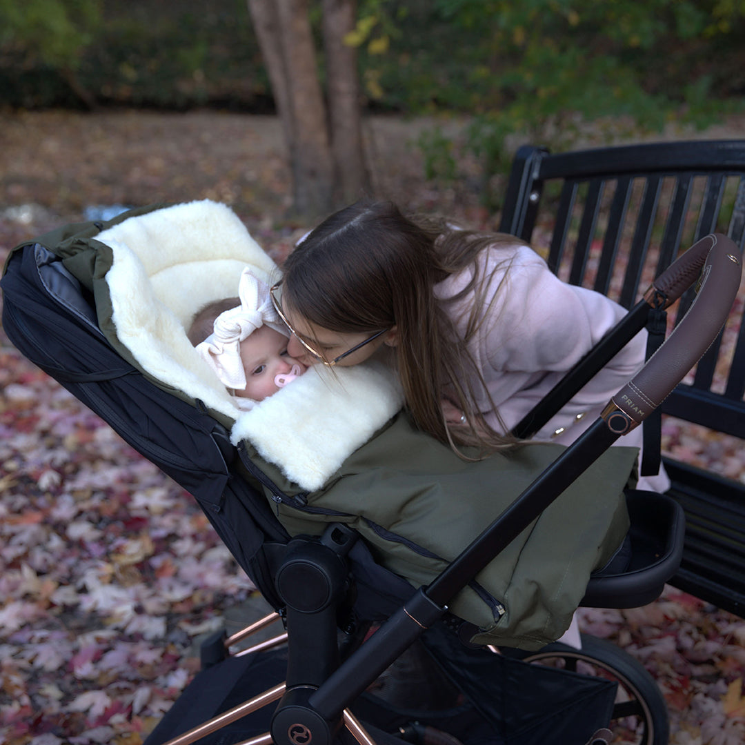 Olive Organic Wool Adjustable Footmuff - Cover Baby LLC