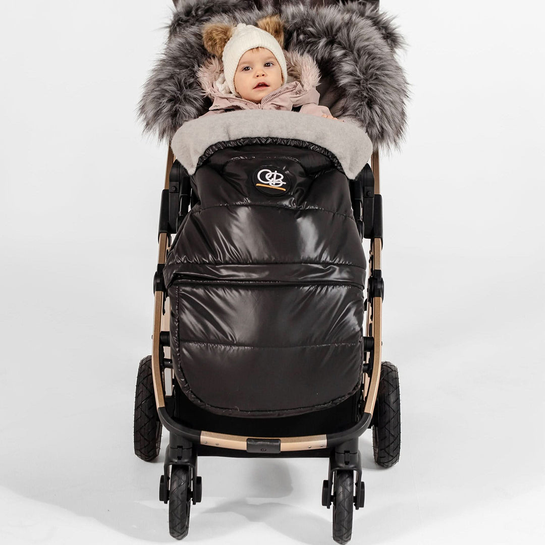 Pastel Black Organic Premium Wool Adjustable Footmuff - Cover Baby LLC