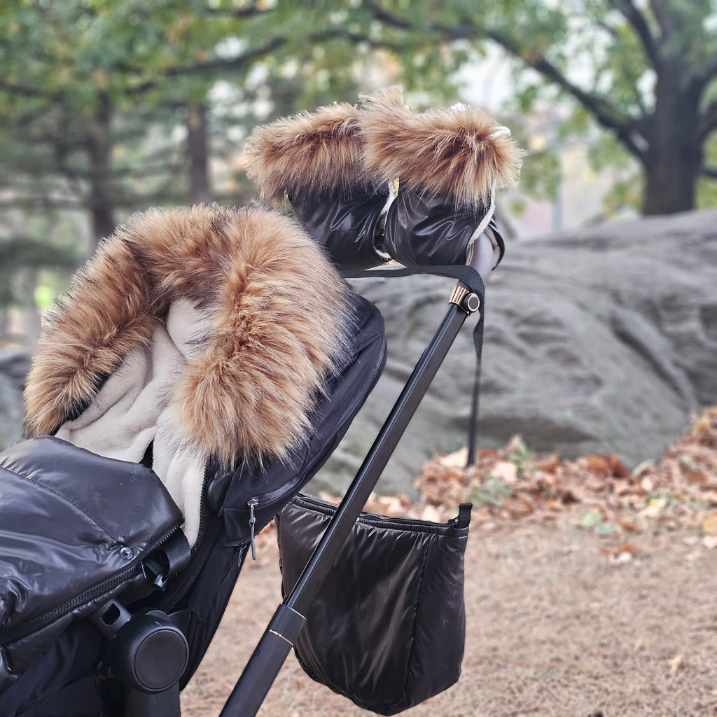 Pastel Black Organic Premium Beige Wool Adjustable Footmuff - Cover Baby LLC