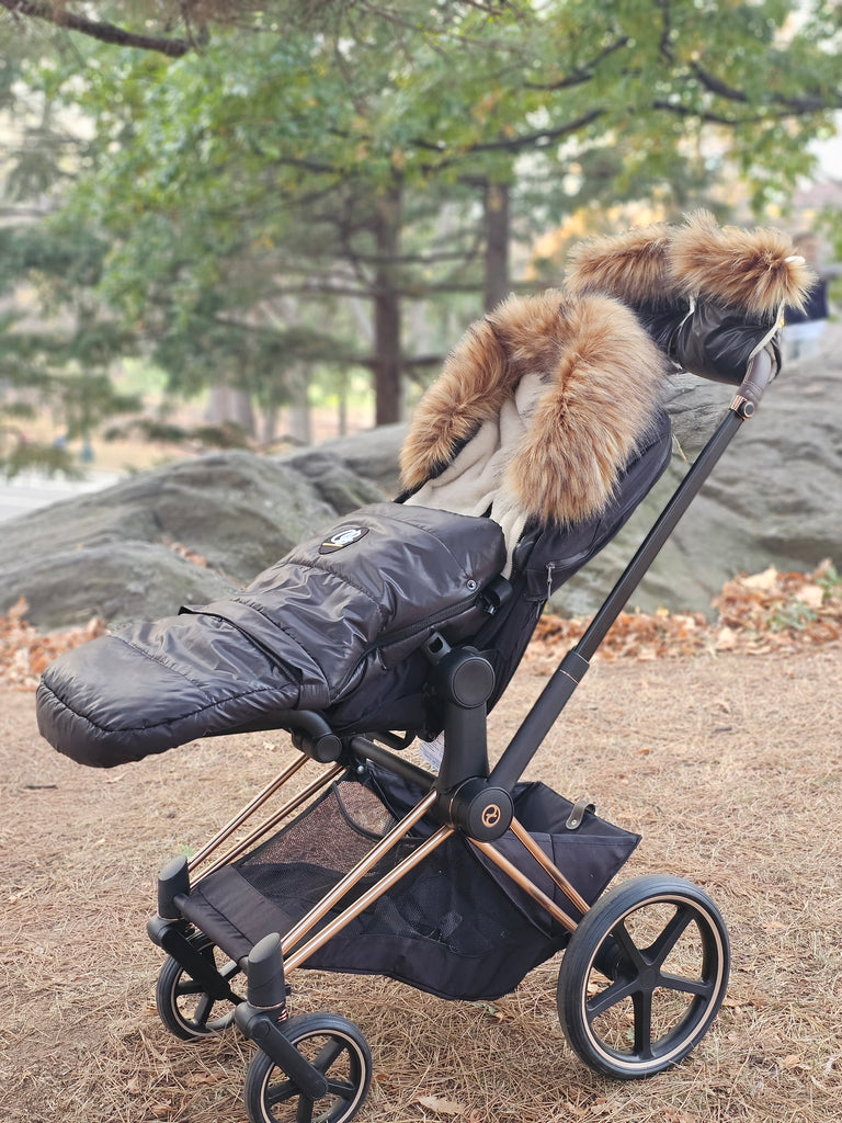 Pastel Black Organic Premium Beige Wool Adjustable Footmuff - Cover Baby LLC