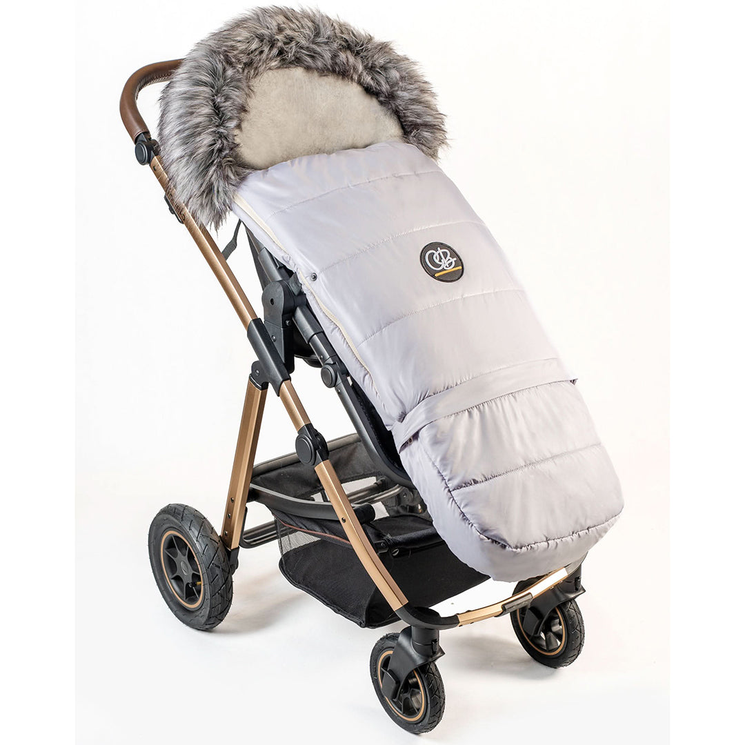 Pastel Gray Organic Premium Beige Wool Adjustable Footmuff - Cover Baby LLC