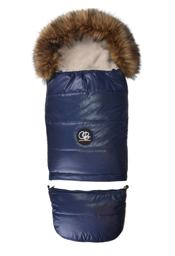 Pastel Navy Premium Organic Wool Adjustable Footmuff