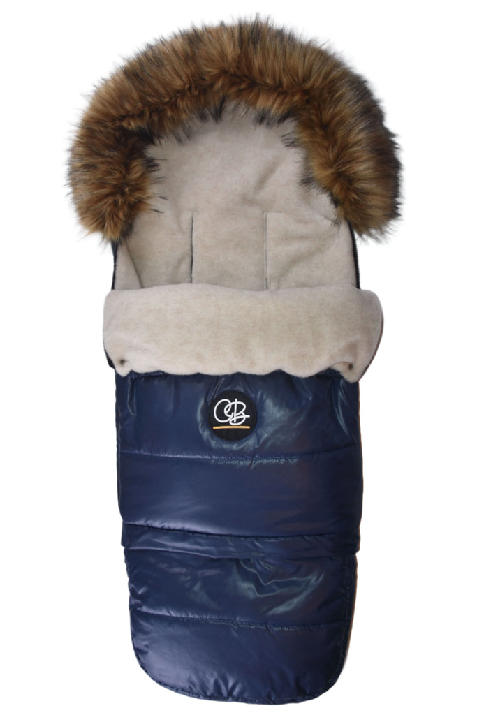 Pastel Navy Premium Organic Wool Adjustable Footmuff