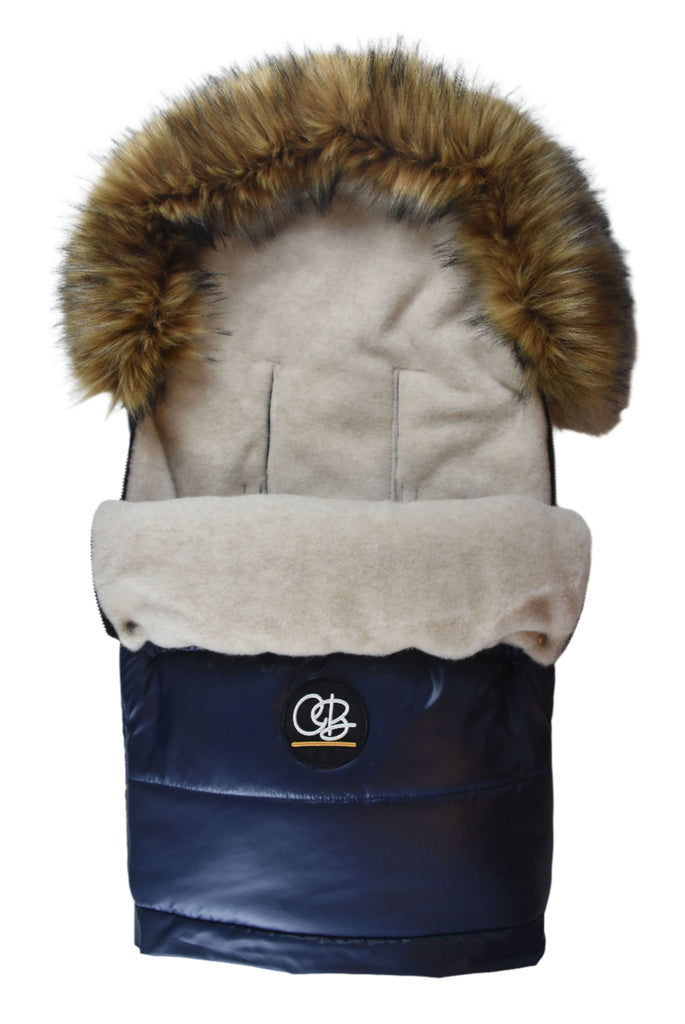 Pastel Navy Premium Organic Wool Adjustable Footmuff