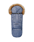 Pastel Navy Organic Premium Beige Wool Adjustable Footmuff - Cover Baby LLC
