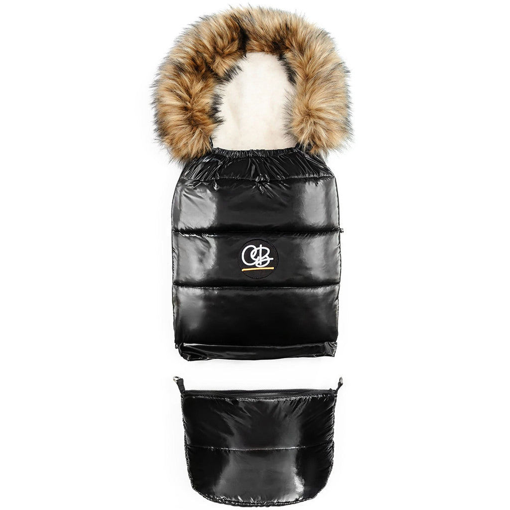 Satin Black Organic Premium Wool Adjustable Footmuff - Cover Baby LLC