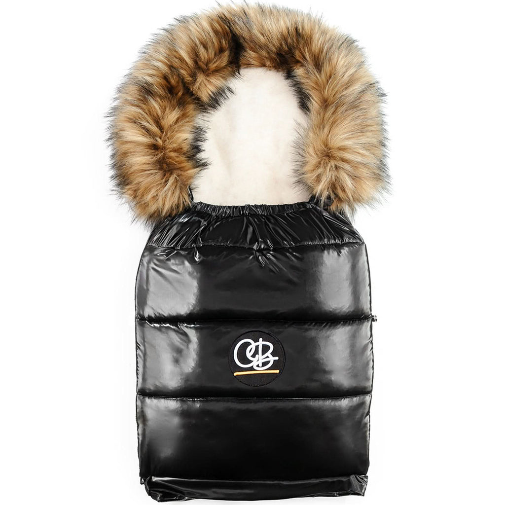 Satin Black Organic Premium Wool Adjustable Footmuff - Cover Baby LLC