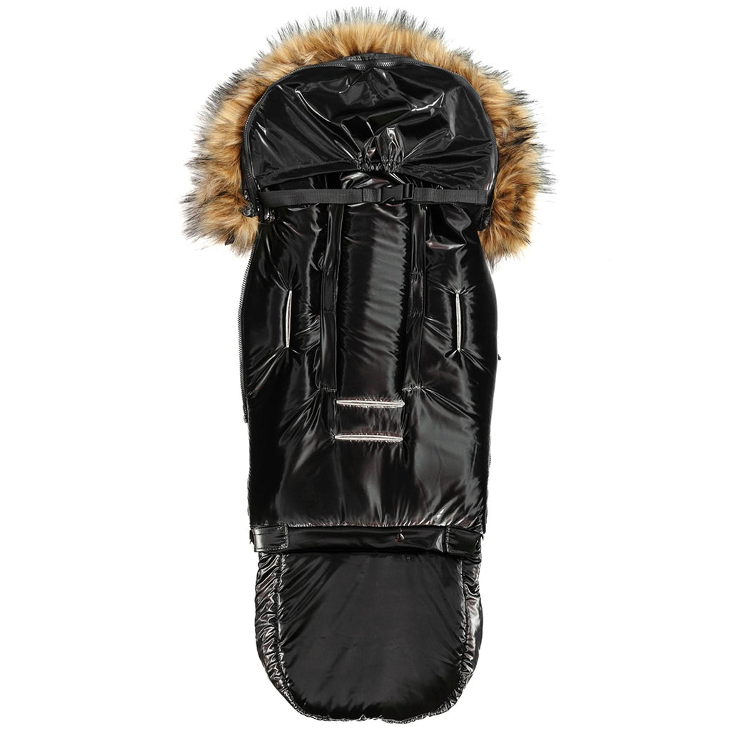 Satin Black Organic Premium Wool Adjustable Footmuff - Cover Baby LLC