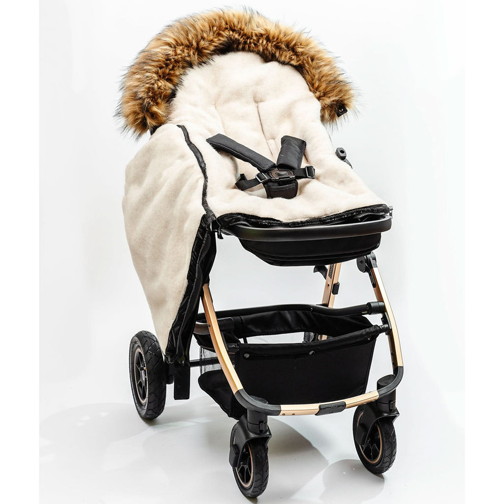 Satin Black Organic Premium Wool Adjustable Footmuff - Cover Baby LLC